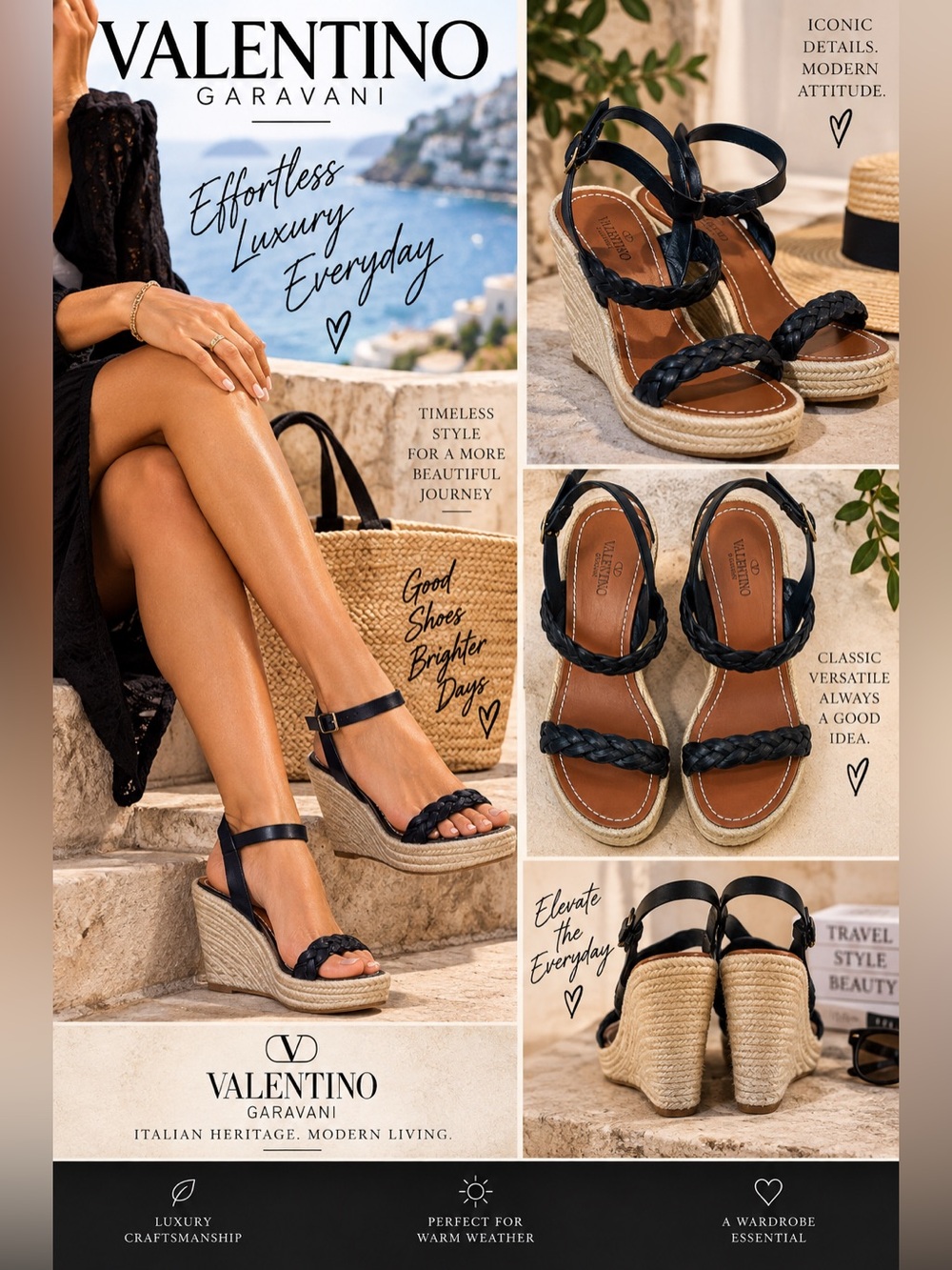 Valentino Women's Black Braided Espadrilles